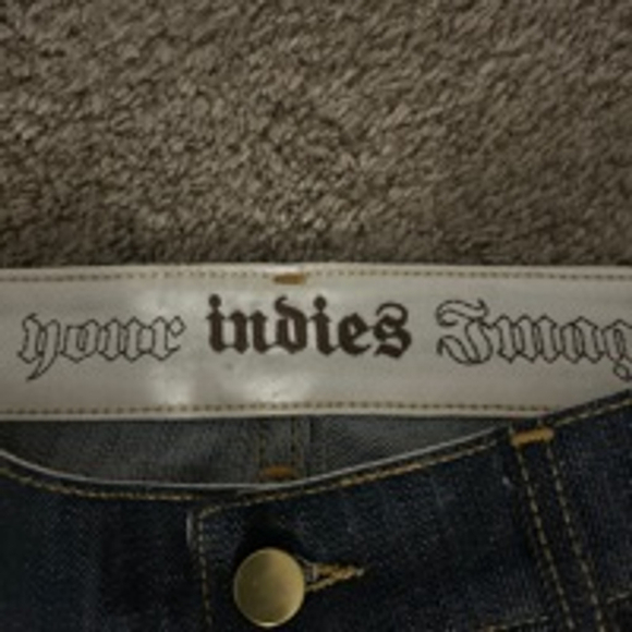 Women's Your Indies Image Jeans Size L Blue Denim Flare Leg - Picture 2 of 6